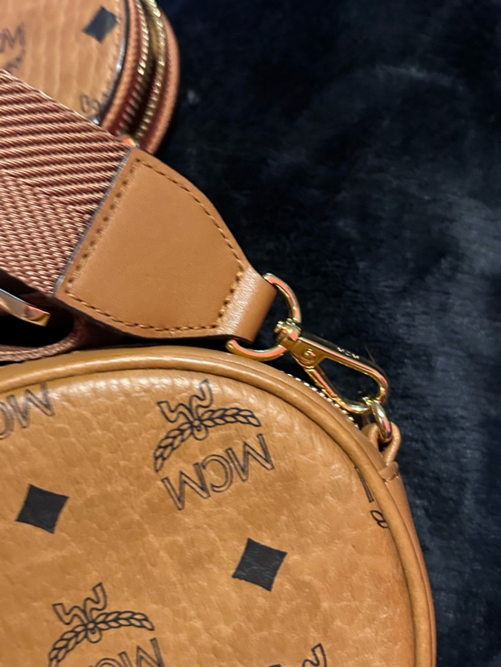 MCM Triple Pouch Signature Visetos Crossbody in Cognac - Picture 10 of 16